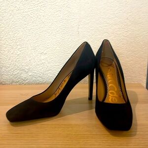 NWOB Beth Square Toe Heels Sam Edelman Black Suede High Heels Size 6